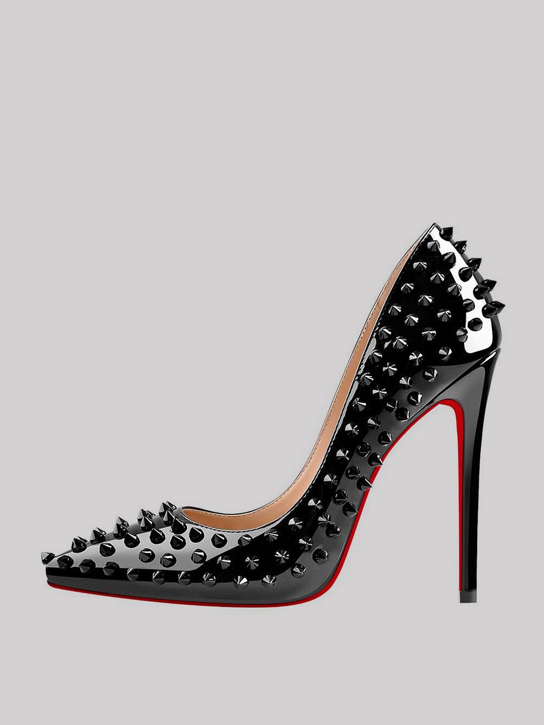 120mm/100mm Women's High Heels Rivets Red Bottoms Party Pumps Black