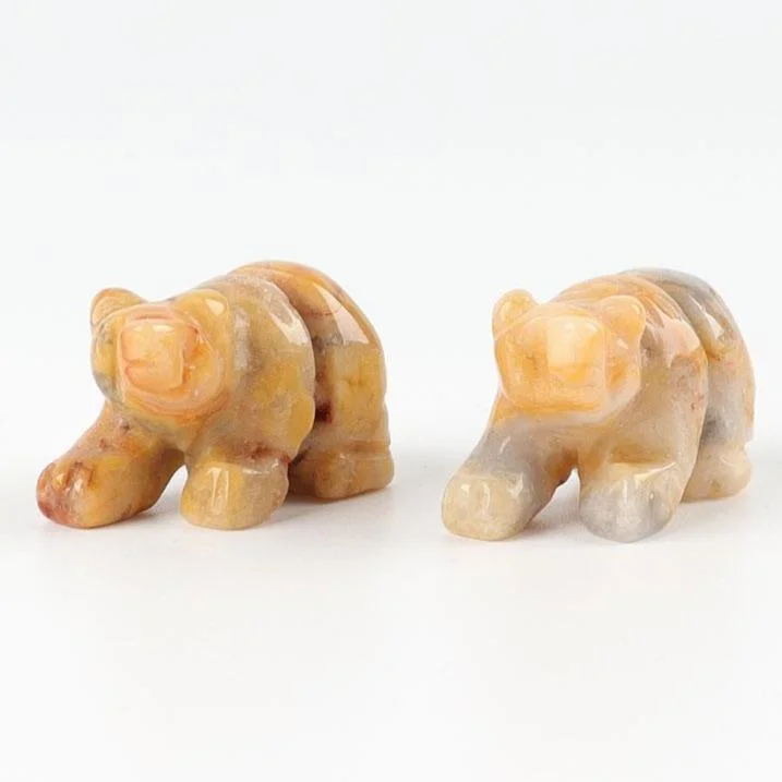 Mini Crazy Agate Bear Carvings Animal Bulk