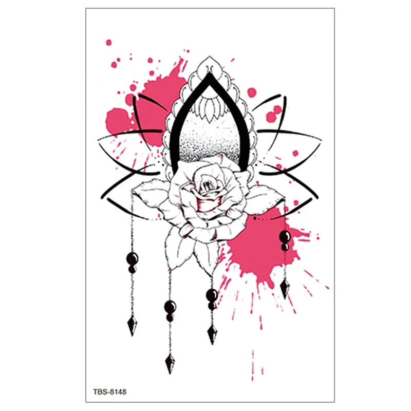 Fake temporary tattoo stickers Violet flowers rose arm shoulder tattoo Sticker Chest waterproof lady women big on body leg men