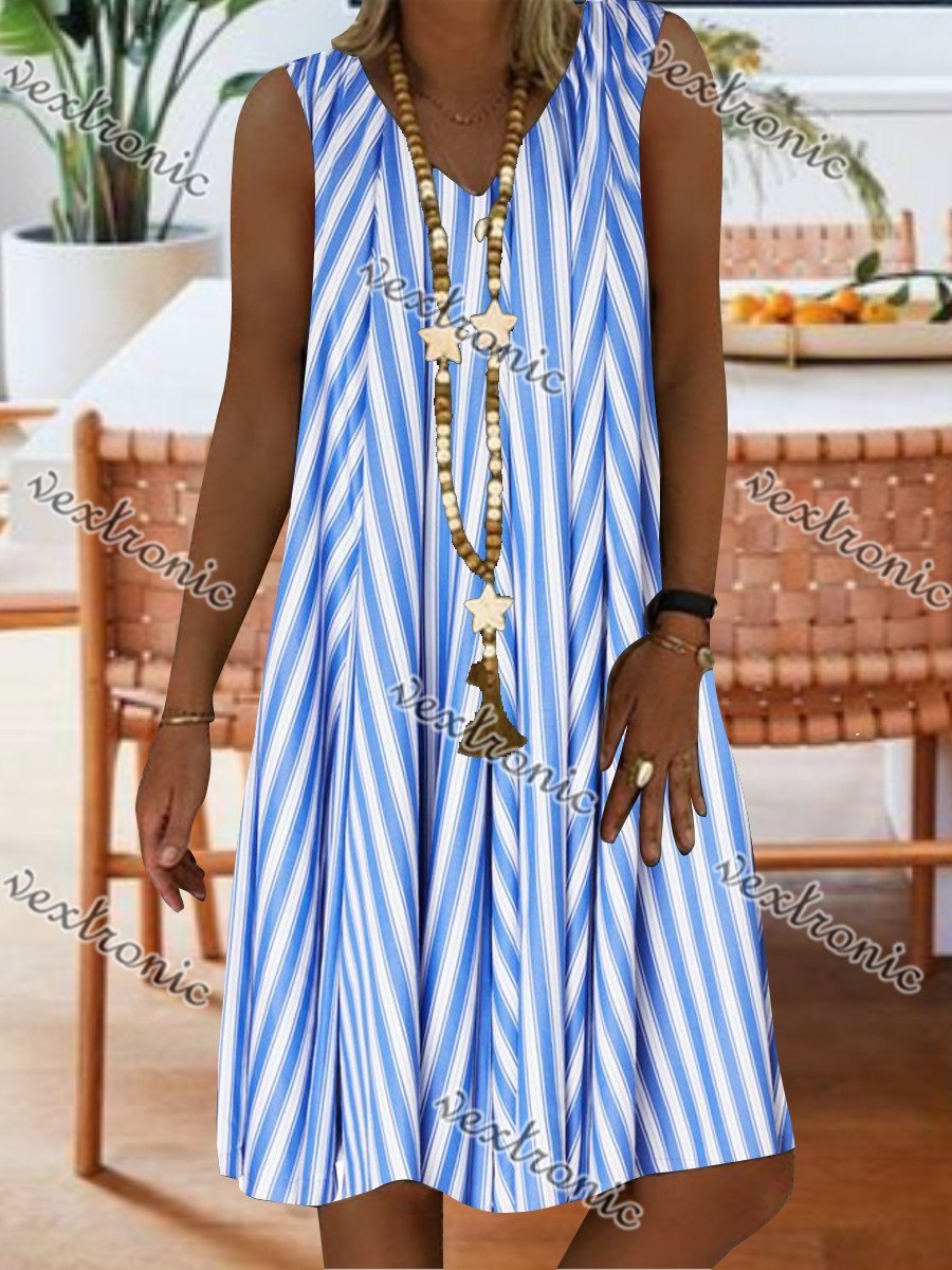 Women Half Sleeve V-neck Solid Color Dress