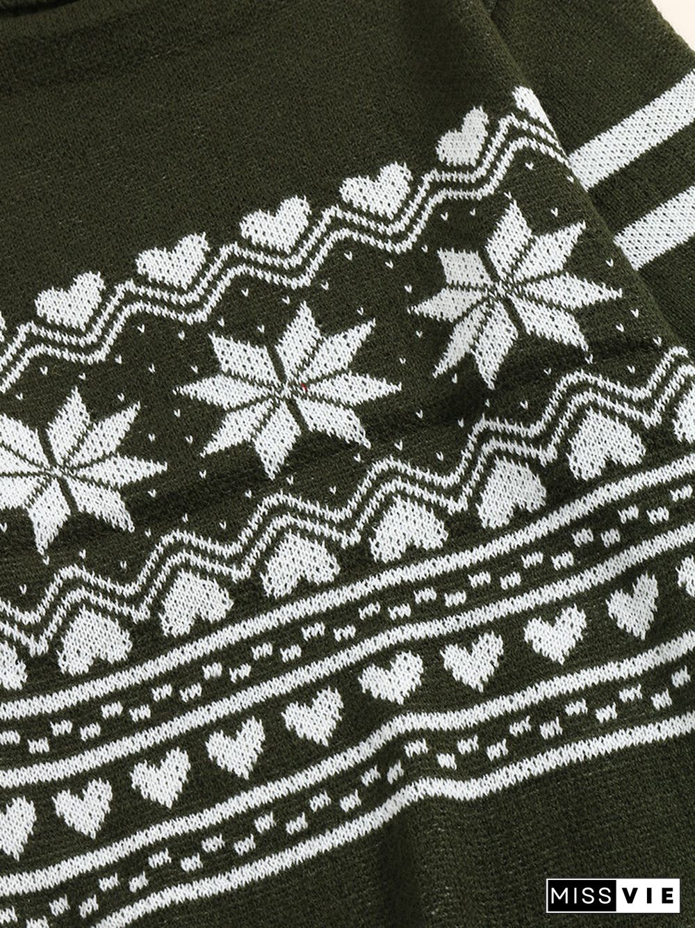 Christmas Snowflake Pattern Turtleneck Long Sleeve Knit Sweater