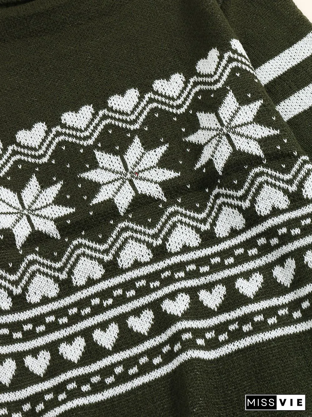 Christmas Snowflake Pattern Turtleneck Long Sleeve Knit Sweater