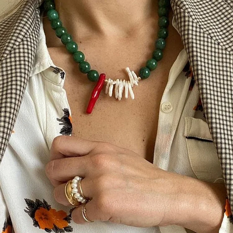 Gemstone Baroque Pearl Necklace