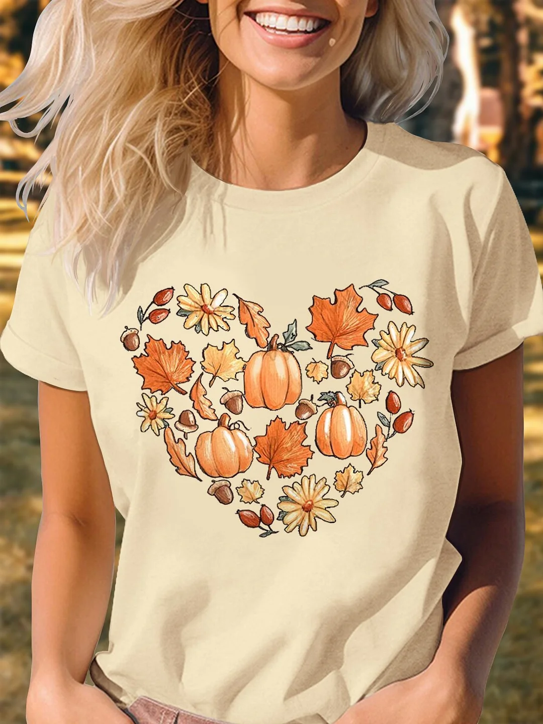 Autumn Pumpkin Harvest  Print T-shirt