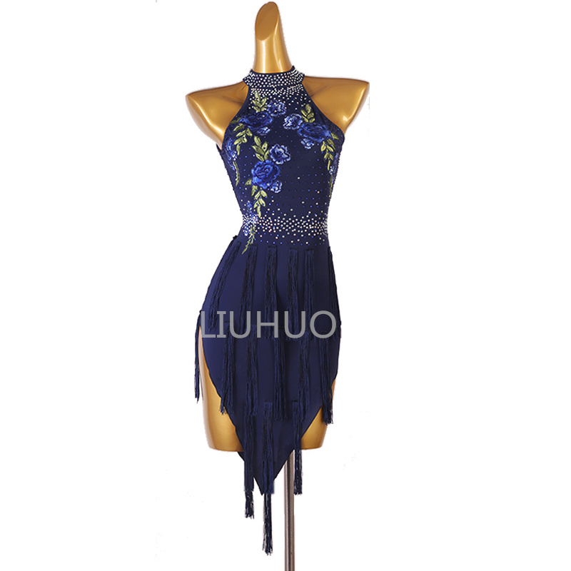 Pink Latin Skirt With Irregular Fringe Latin Dance Dress Female Adult Professional Performance Competition Dress