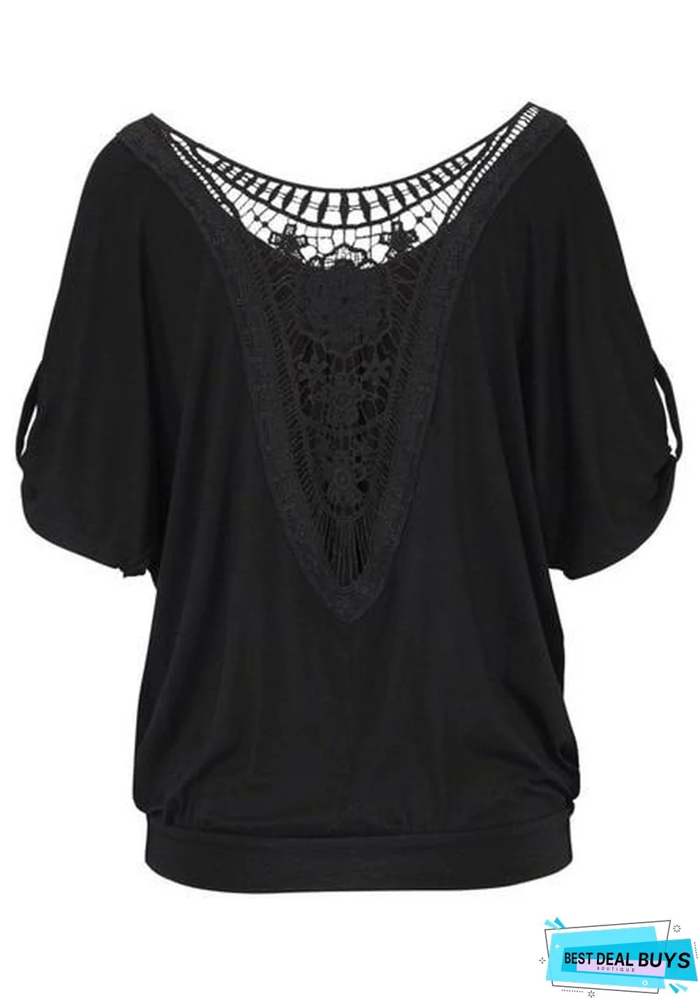 Plus Size Fashion Women Casual 0-Neck Top Tee Vintage Female Clothing Lace T-Shirt