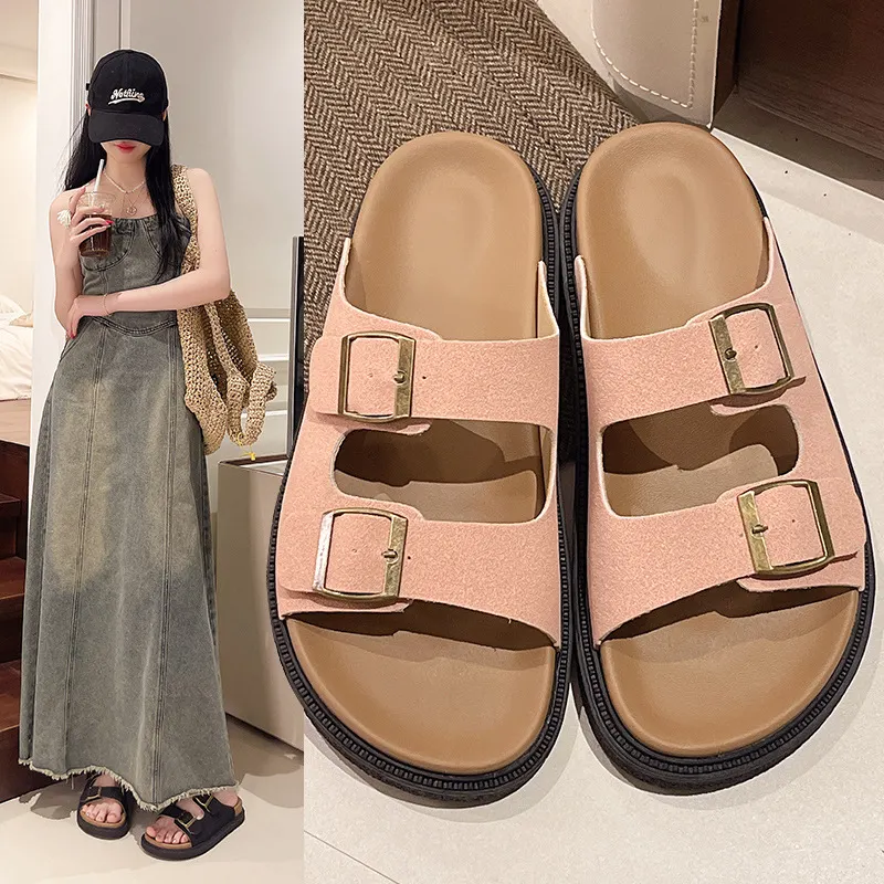 Breakj Breakj Thick Boken Slippers Women Wear 2025 Summer New French Leisure Soft Base Cool Drag Anti-Slip One-Word Drag