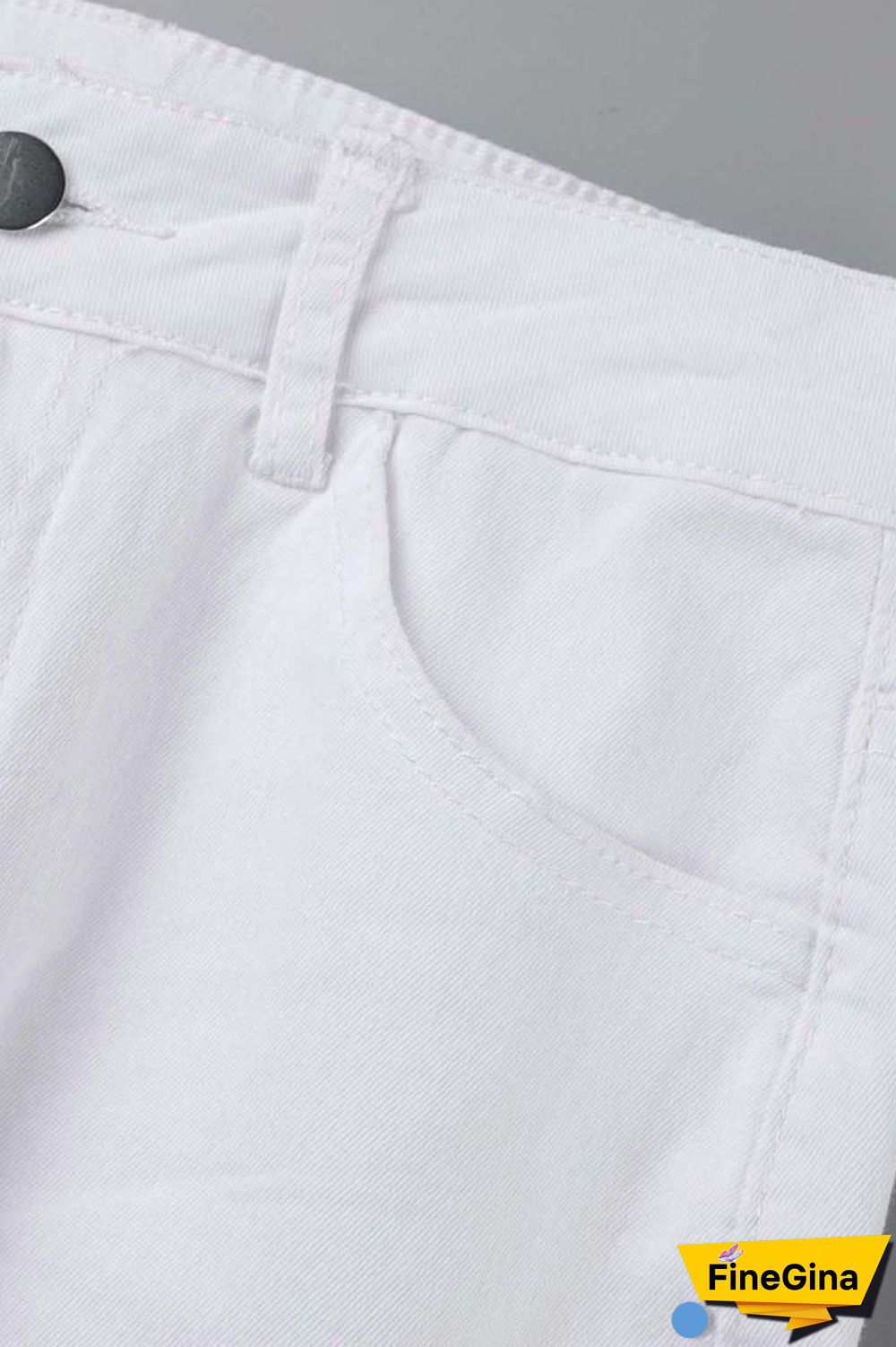 White Casual Solid Ripped Patchwork High Waist Skinny Denim Jeans