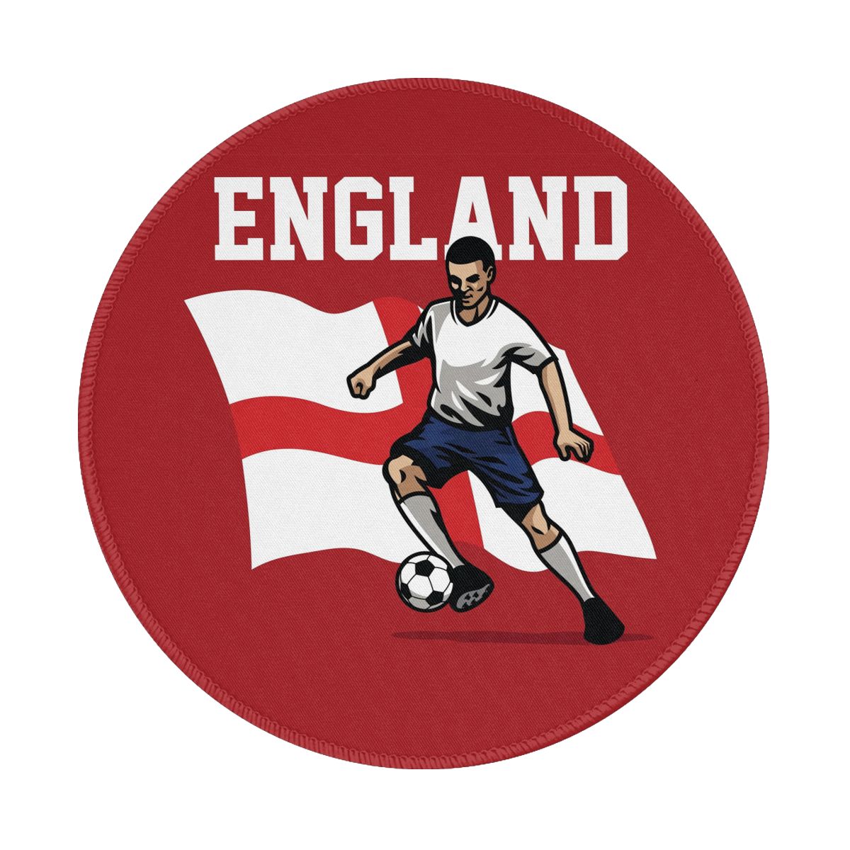 England Soccer Player Round Non-Slip Thick Rubber Modern Gaming Mousepad
