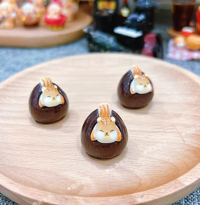 Mini Squirrel Chestnut Charm