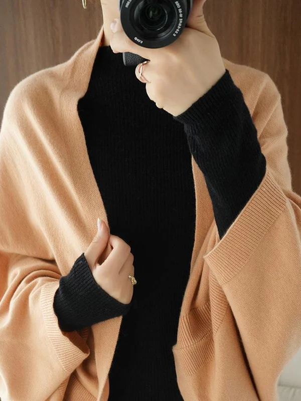 Casual Loose Solid Color Shawl&Cloak