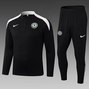 2025/2026 Chelsea Half-Pull Training Suit Black Football Shirt 1:1 Thai Quality Set