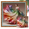 Colorful Dress Girl-11CT Stamped Cross Stitch 45*45cm/17.72*17.72in