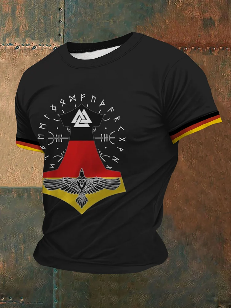 Deutsches Wikinger-Bedrucktes Kurzarm-T-Shirt für Männer