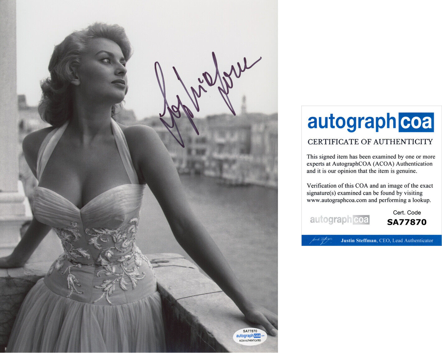 SOPHIA LOREN signed Autographed 8X10 Photo Poster painting d TWO WOMEN Hot SEXY Actress ACOA COA
