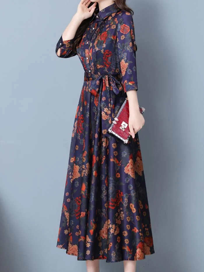 Fashion Acetate Satin Printed Dress
