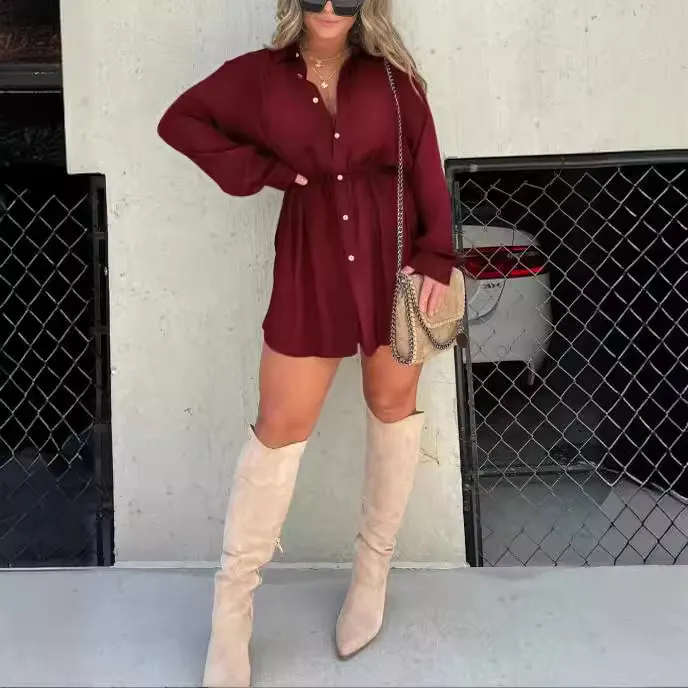 Brownm Brownm Women's Clothing In Autumn 2025 Fashion Solid Color Long-Sleeved Shirt