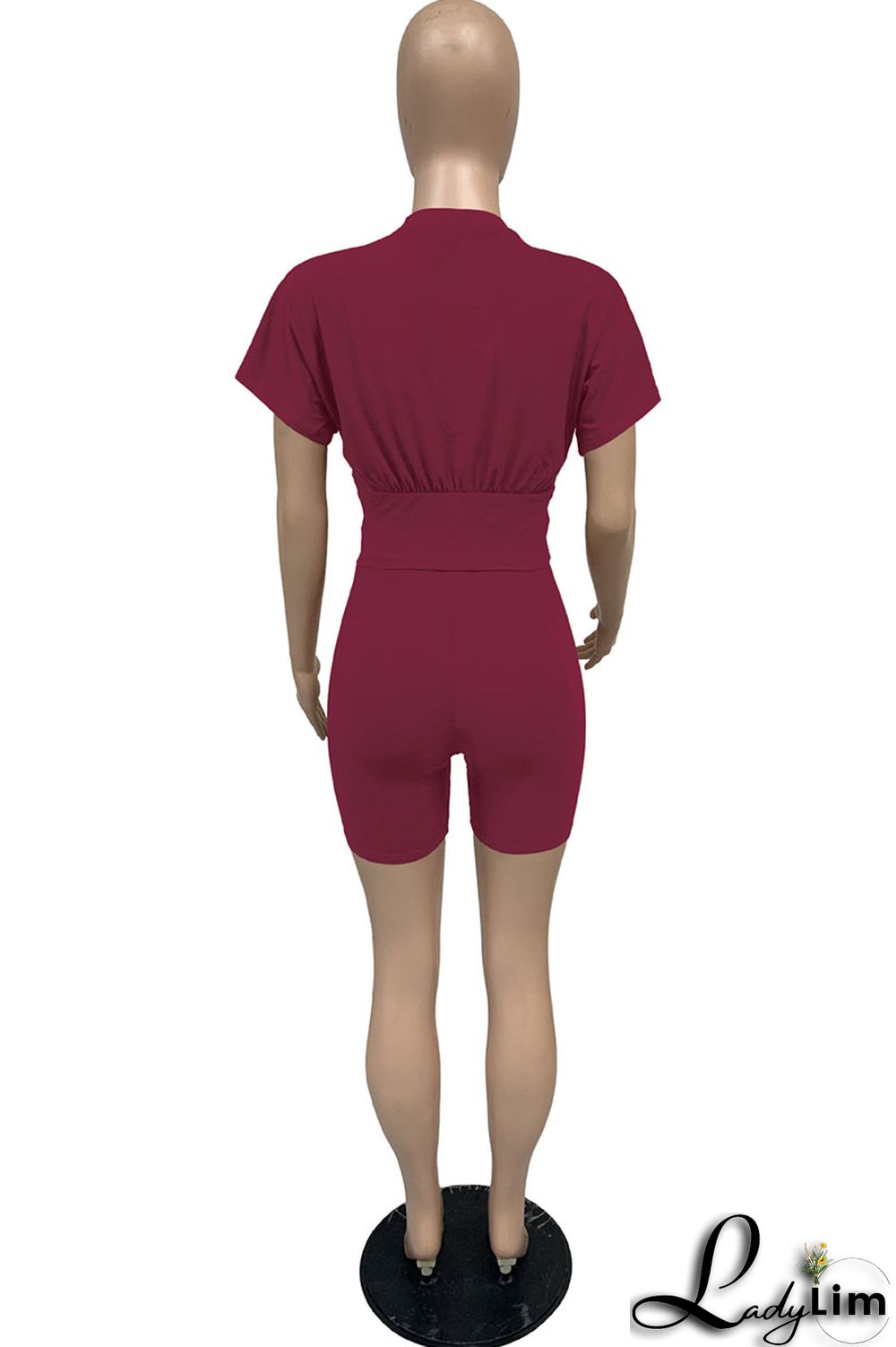 Yellow Casual Solid Split Joint O Neck Short Sleeve Two Pieces