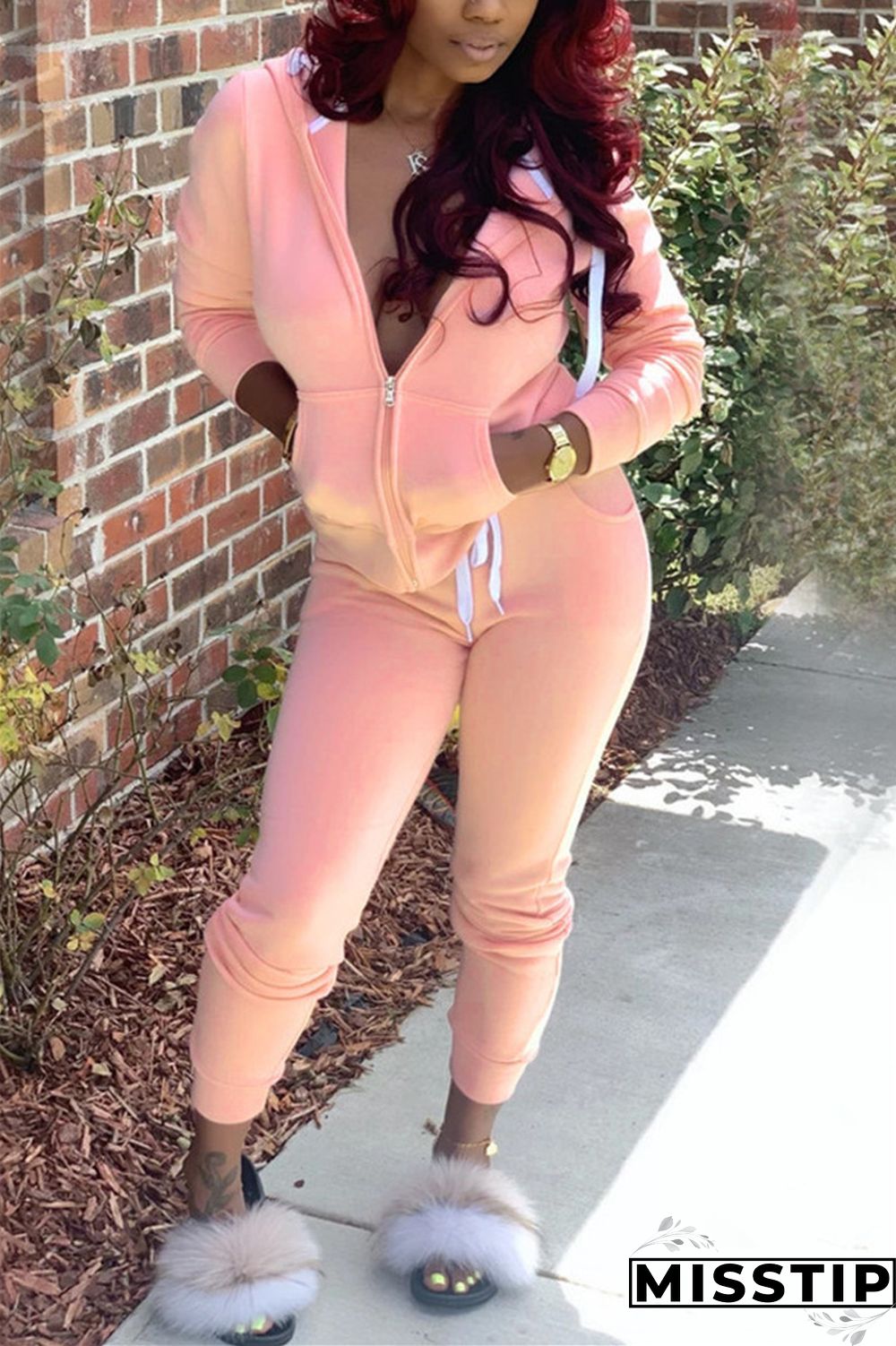 Grey Fashion Casual Solid Basic Hooded Collar Long Sleeve Two Pieces