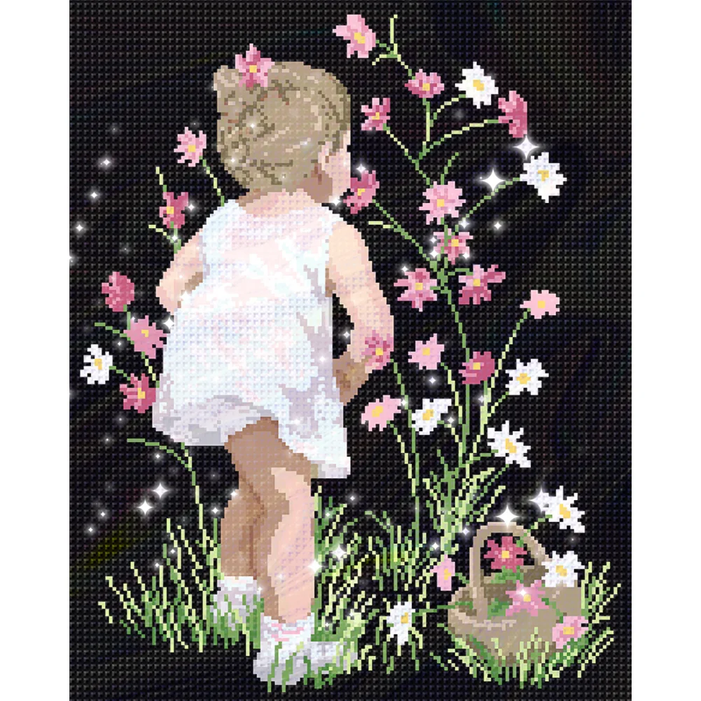 9CT Full Stamped Cross Stitch Bead Embroidery- Girl(Canvas|40*54CM)
