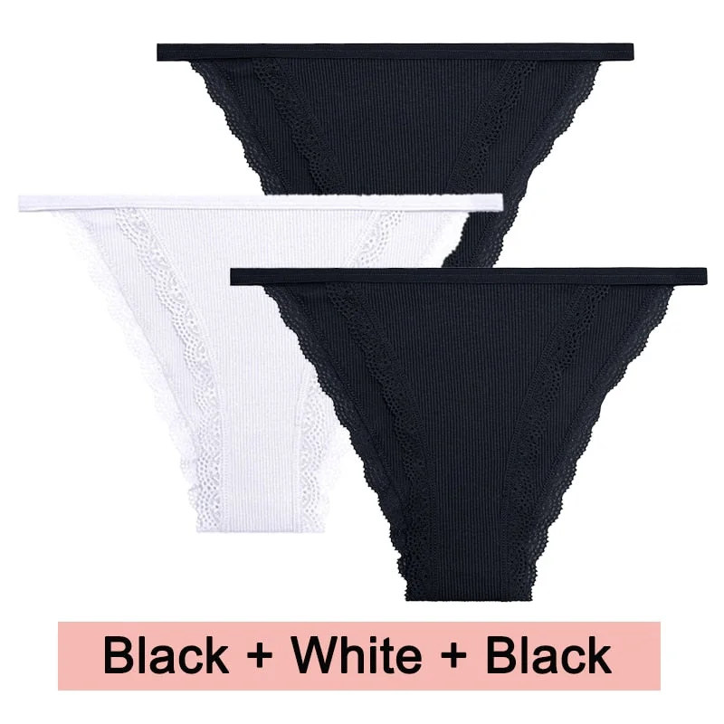 3PCS/Set Lace Women Panties Cotton Underwear Female Lingerie Sexy Panties for Female Intimates Finetoo Ladies Lace Pantys S-XL
