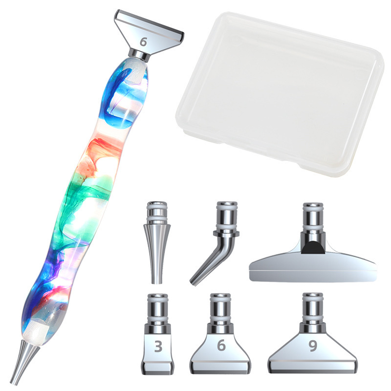 

5D Resin Diamond Painting Pen with 6 Metal Tips Storage Box (Colorful), 501 Original