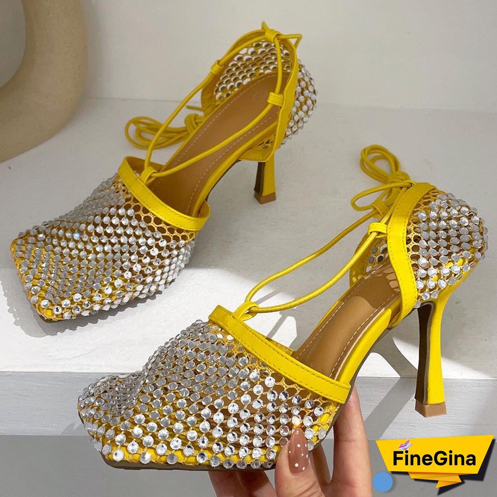 Yellow Fashion Casual Sequins Patchwork Rhinestone Square Out Door Shoes