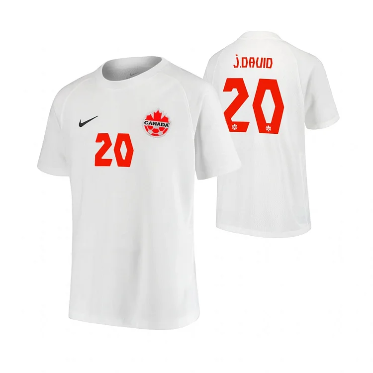 Kanada Jonathan David 20 Away Trikot WM 2022