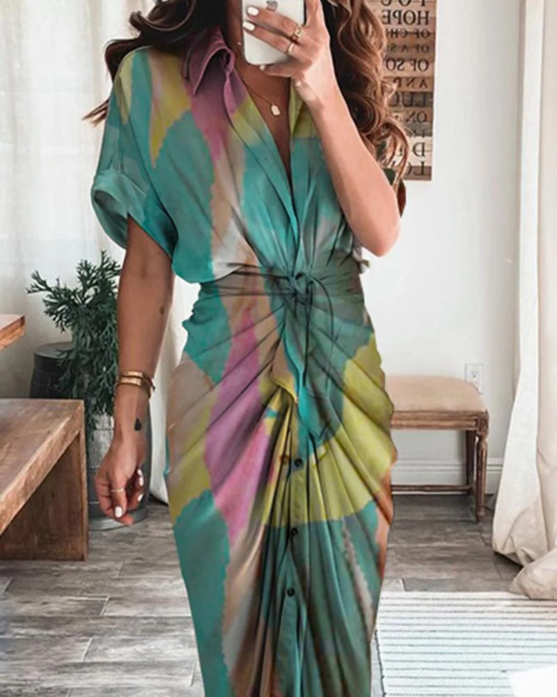 Commuter Fashion Printed Shirt Dress