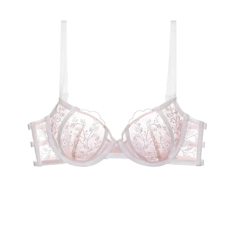 Churchf French Sexy Bra Lace Bra Set Ultra-Thin Embroidered Breathable Large Bra Lingerie