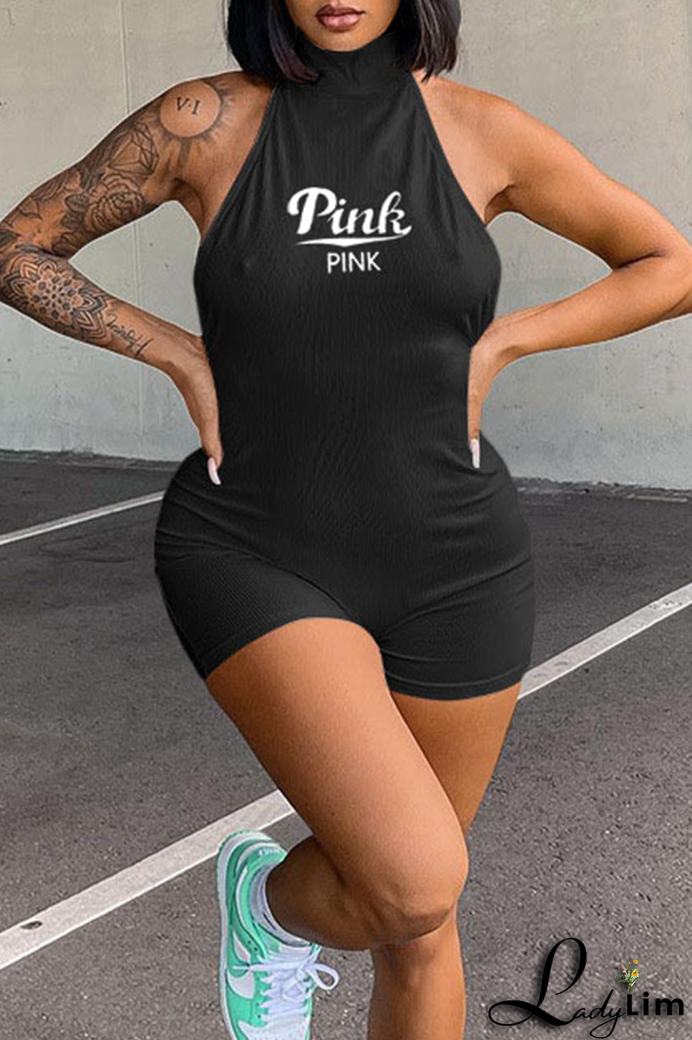 Red Sexy Print Patchwork Halter Skinny Jumpsuits