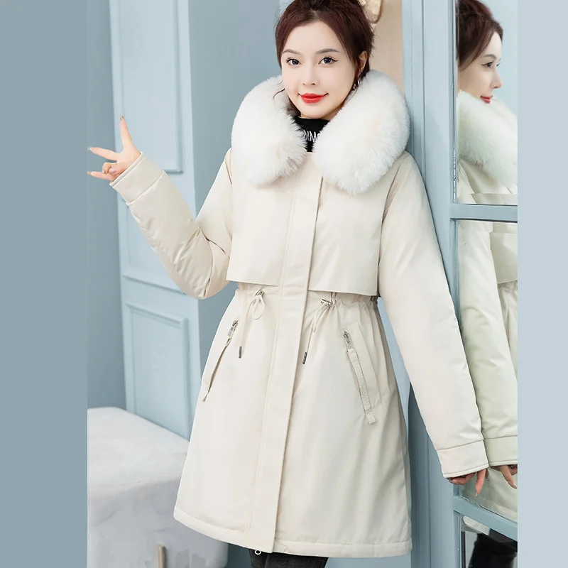 Toloer Send To Overcome The Female Long Korean Version Loose Cotton-Padded Clothes 2024 New Winter Add Velvet Add Thick Waist Cotton Coat Tide-Outfit Ideas