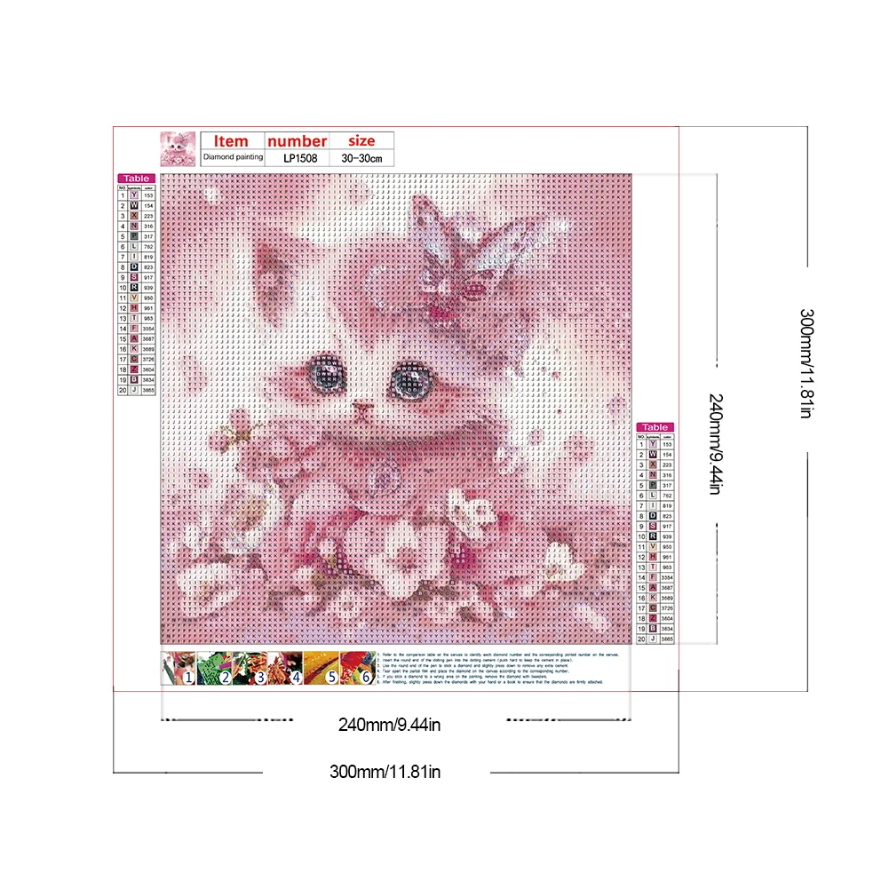 Diamond Painting - Full Round Drill - Pink Cute Cat(Canvas|30*30cm)