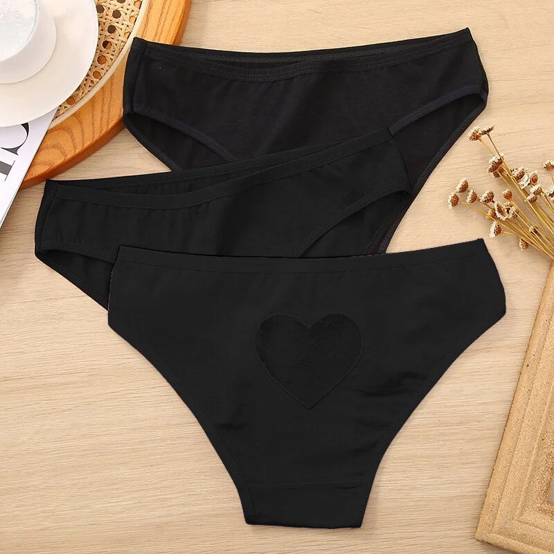 FINETOO Sexy Hollow Heart Panties Women Cotton Panties Comfortable Briefs Ladies Soft Cotton Underwear Girls Underpants Lingerie