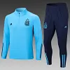 2022 Argentina Half-Pull Training Suit Sky Blue Football Shirt 1:1 Thai Quality Set