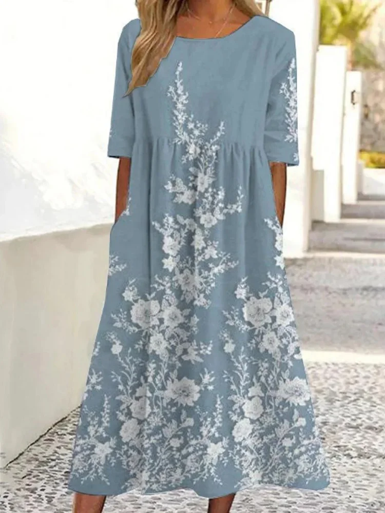 Simpfit Damenkleid mit Retro-Blumendruck