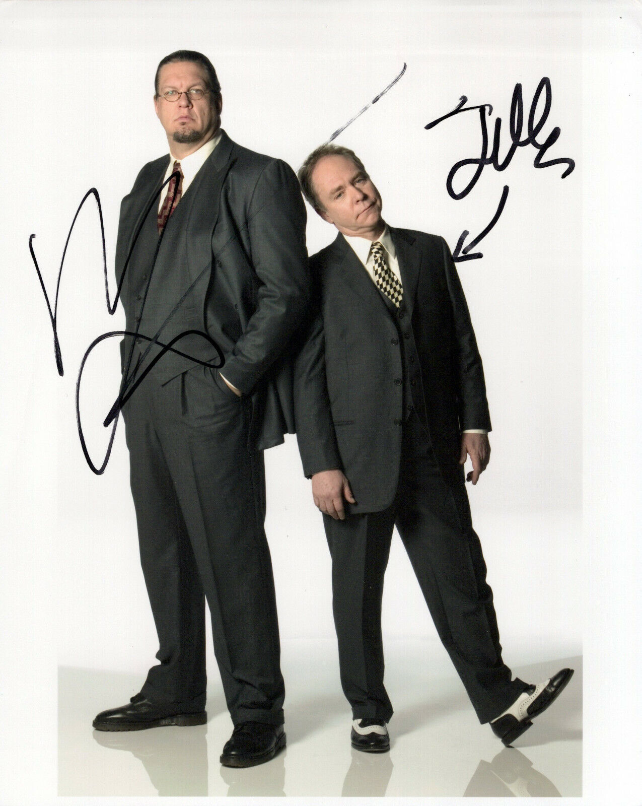 Penn & Teller magicians autographed Photo Poster painting signed 8x10 #1 magic small dent on Lft