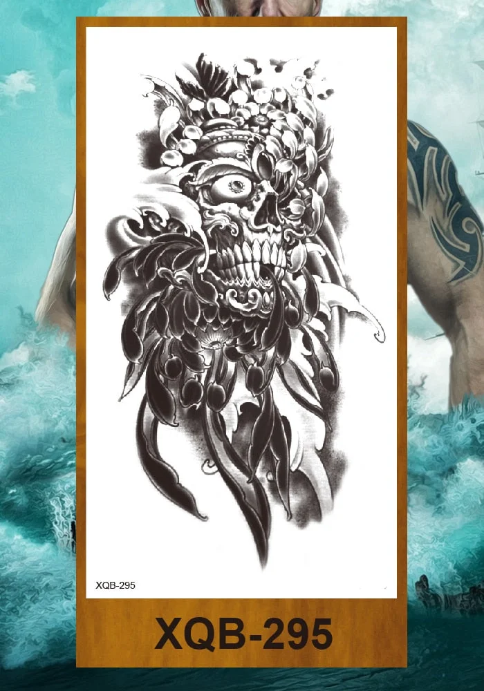 Temporary Tattoos Stickers Vajra Skull Night Demon Crow Mythical Beast Men Women Girl Flower Arm Chest Fake Tatoo Semi Permanent