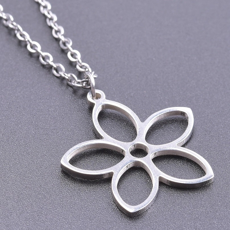 304 Stainless Steel Minimalist Plating Flower Pendant Necklace