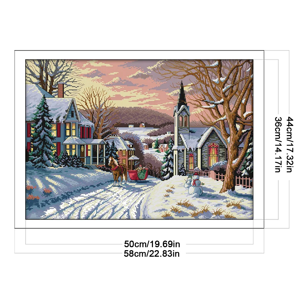DIY Stamped Cross Stitch 14CT Full Embroidery 58*44cm - Snow Scene