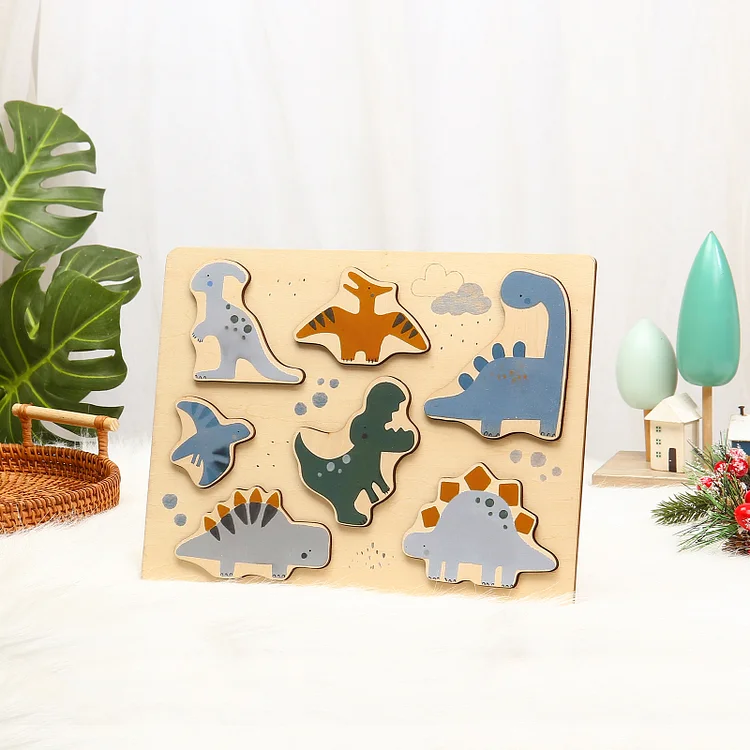 Kettenmachen Holz Puzzle Dinosaurier-Sammlung Geschenk für Vorschulkinder