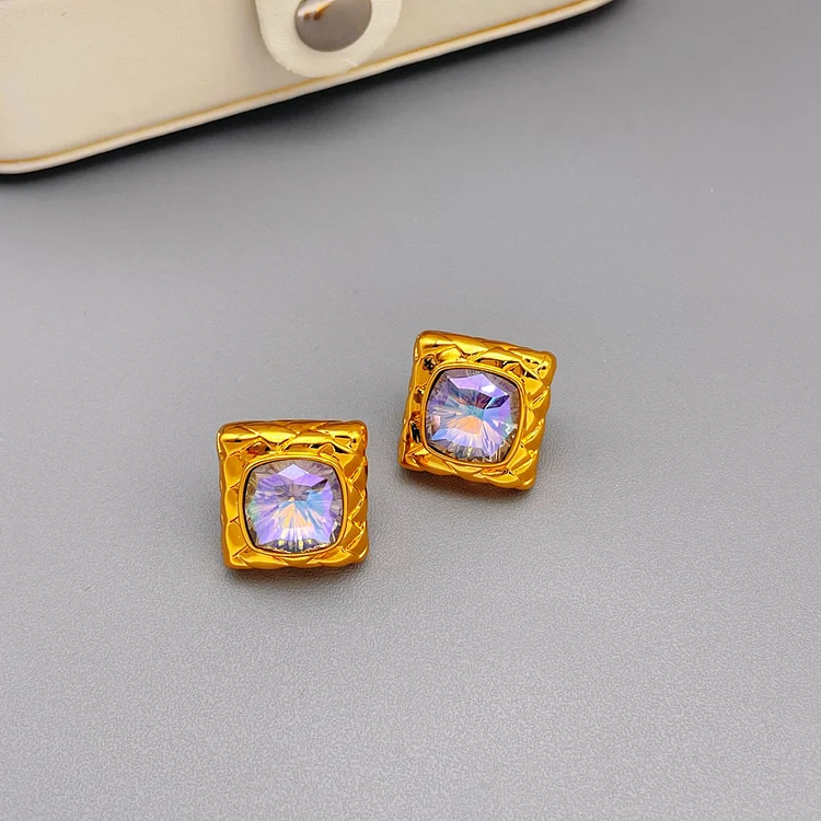 Square woven texture earrings