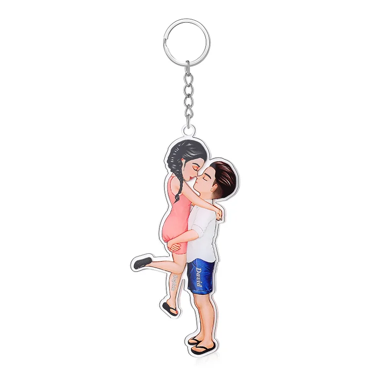 Custom Acrylic Keychain Couple Hugging Keychain 2 Names Personalized Keychain Gift for Couples