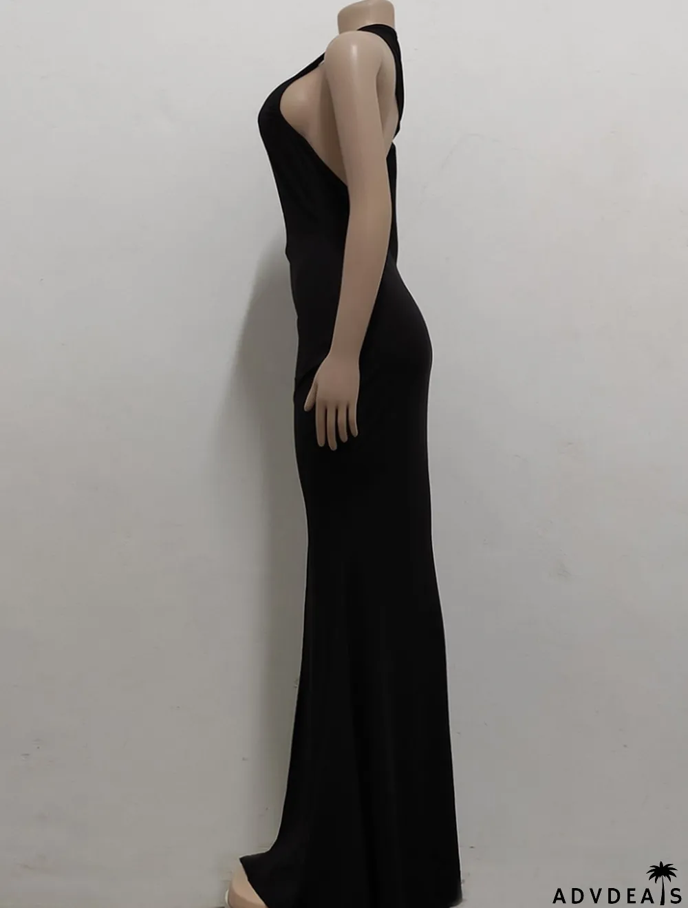 Winter Sexy Black Single Long Sleeve Split Mermaid Evening Dress
