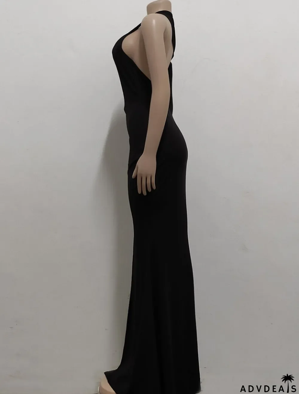 Winter Sexy Black Single Long Sleeve Split Mermaid Evening Dress