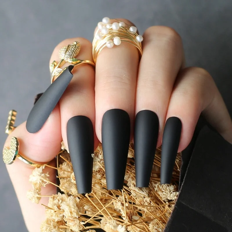 Extra stunning fasle nails Nude Long Luxury Coffin Matte Medium Acrylic nails salon 20pcs fake nails ballet Classic available-Nail Inspo