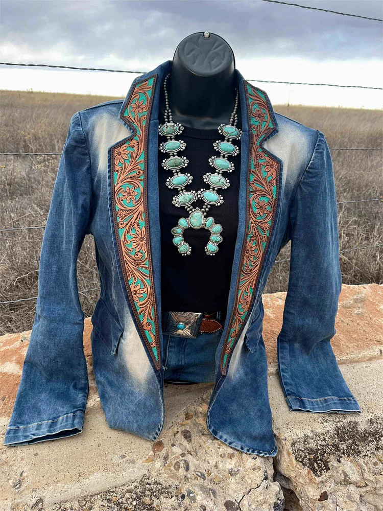 Vintage DenimLeather Denim Blazer