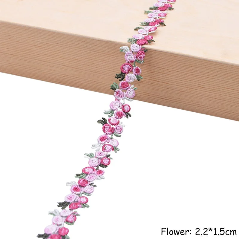 2Yards Flower Embroidered Lace Trim Ribbons Fabric Trim DIY Sewing Handmade Craft Materials Clothes Accessories Home Decoration