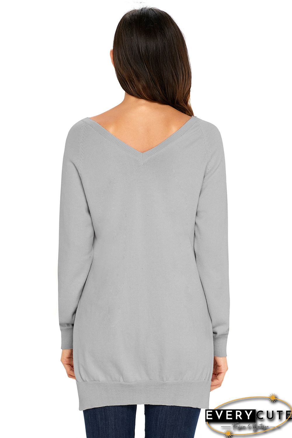 Heather Grey V Neck Sweater