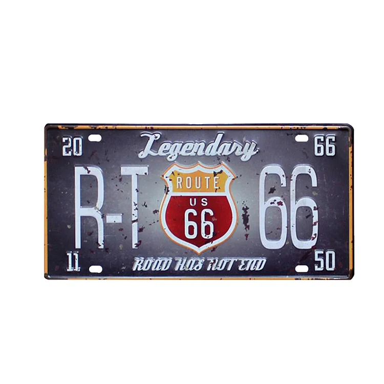 Route 66 - Car License Tin Signs/Wooden Signs - Calligraphy Series - 6*12inches